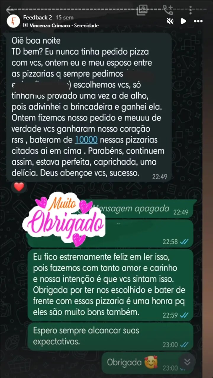 Feedback real de cliente da Pizzaria Fornalha — 4