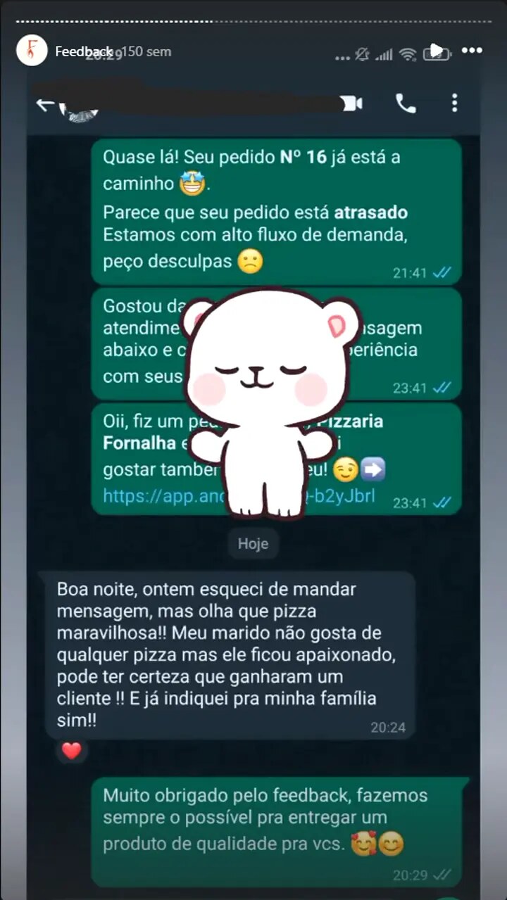 Feedback real de cliente da Pizzaria Fornalha — 6